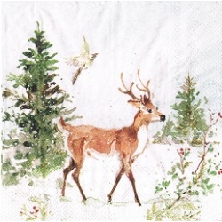 Serwetka do decoupage -471- zima ,łoś, jeleń, las
